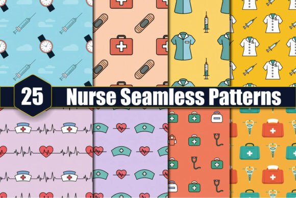 25 Nurse Seamless Patterns: Elevating Your Healthcare-Themed Creative Projects