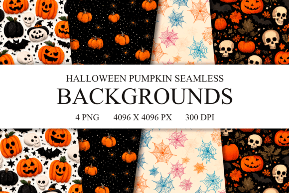 4 Halloween Pumpkin Seamless Patterns: Elevate Your Seasonal Designs Instantly