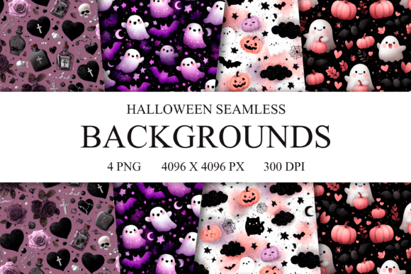 4 Halloween Seamless Patterns PNG: Elevate Your Projects with Versatile Digital Assets