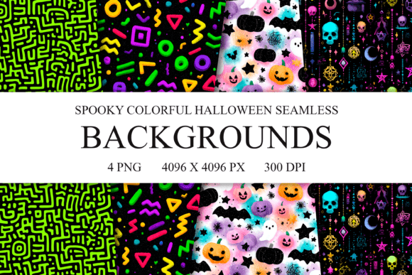 4 Spooky Colorful Halloween Patterns