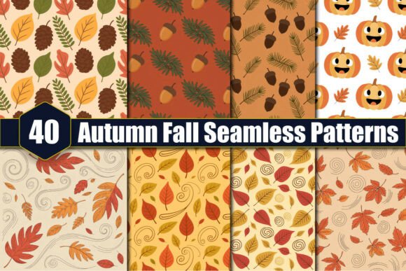 40 Autumn Fall Seamless Patterns