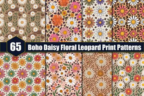 Boho Daisy Floral Leopard Print Patterns