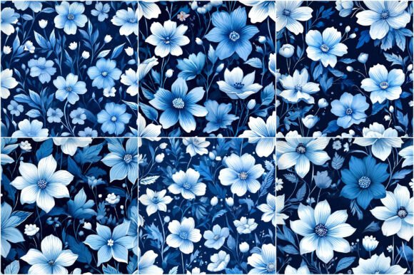 Dusty Blue Flowers Patterns