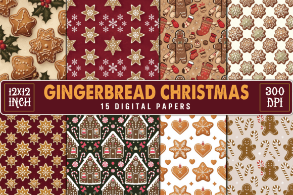 Gingerbread Christmas Seamless Patterns: Elevating Holiday Design with High-Resolution Digital Assets
