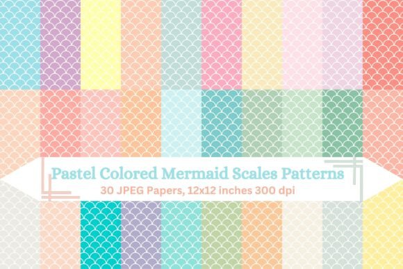 Pastel Colored Mermaid Scales Patterns: A Creative Resource for Digital and Print Design