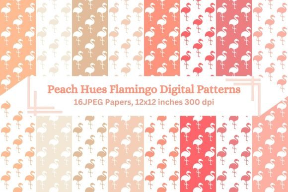 Peach Hues Flamingo Digital Patterns
