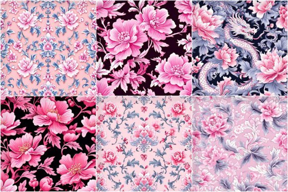Pink Chinoiseries Patterns: A Refined Digital Asset for Luxury Design Projects