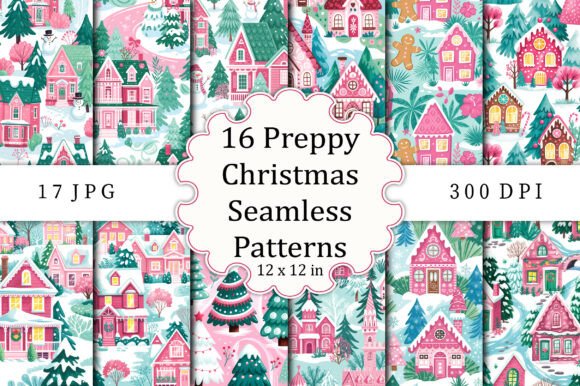 Preppy Christmas Seamless Patterns