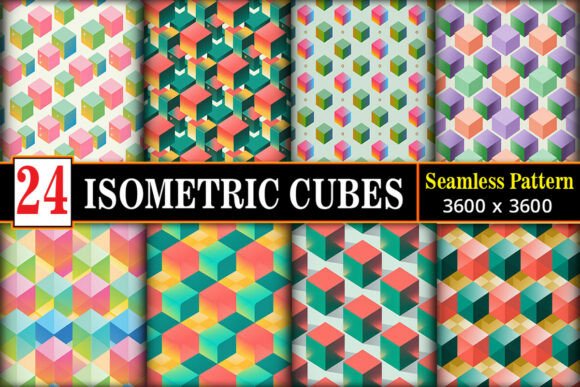Seamless Isometric Cube Patterns Pack