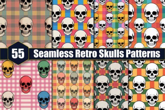 Seamless Retro Skulls Patterns