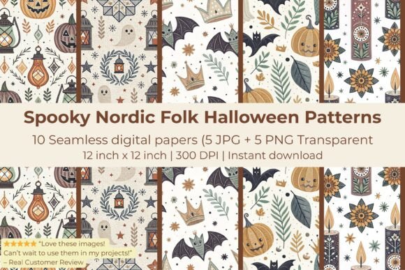 Spooky Nordic Folk Halloween Patterns