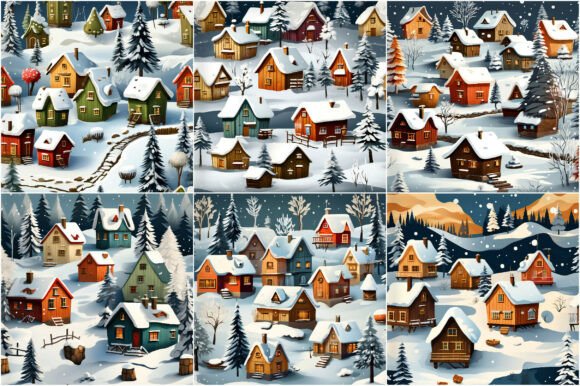 Winter Huts Houses Patterns