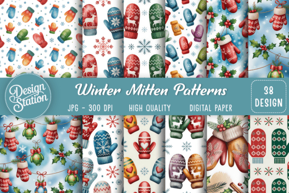 Winter Mitten Seamless Patterns